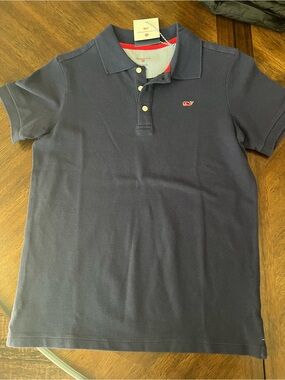 Vineyard Vines Boy’s Navy Whale Logo Pique Polo